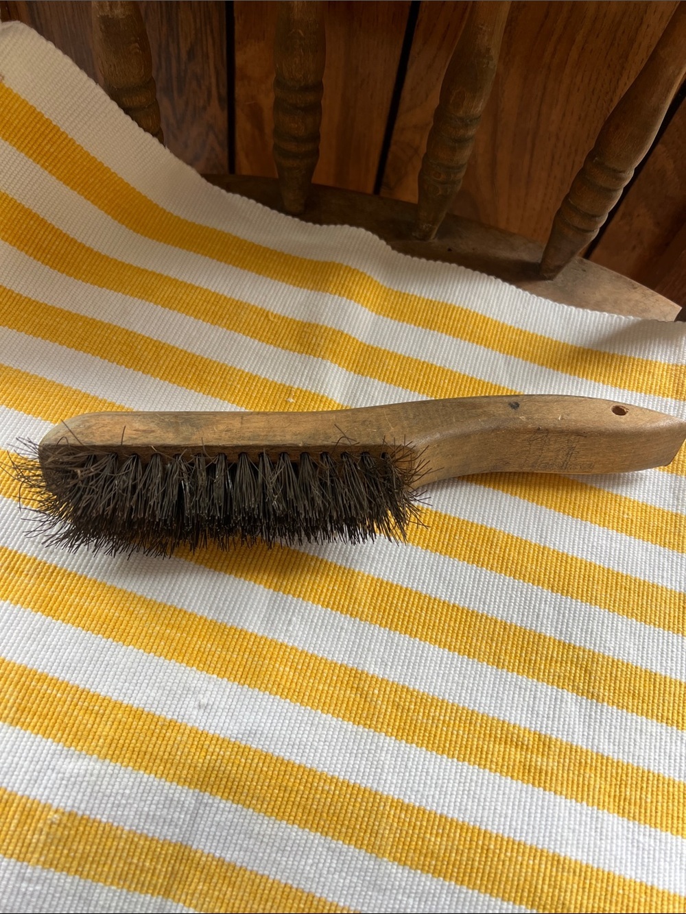 Vintage Wood Handle Wire Scrub Brush Brown